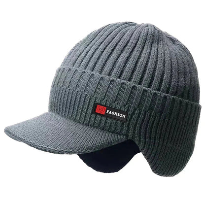 New Winter Men'S Hat – Outdoor Ear Protection Warm Knitted Cap with Windproof Visor, Thick Bicycle Scarf Cap for Men - PlayHard Ramey Style