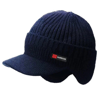 New Winter Men'S Hat – Outdoor Ear Protection Warm Knitted Cap with Windproof Visor, Thick Bicycle Scarf Cap for Men - PlayHard Ramey Style