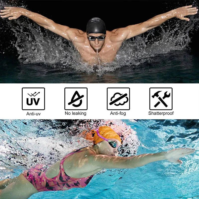 Swimming Goggles for Men & Women – Anti-Fog UV Protection, Waterproof, Adjustable Silicone Swim Goggles for Adults & Kids - PlayHard Ramey Style